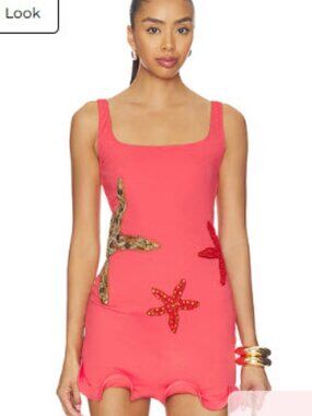 Starfish Mini Dress in Coral Leslie Amon